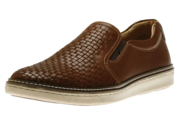 Johnston & Murphy McGuffey Woven Tan Brown Leather Slip-On Sneaker | Men's Dress Casual