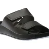 Ecco Men's 2nd Cozmo Black Leather Double Strap Slide Sandal | Men's Slipper | Men's Slide