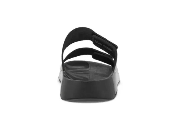 Ecco Men's 2nd Cozmo Black Leather Double Strap Slide Sandal | Men's Slipper | Men's Slide