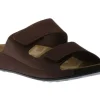 Ecco Men's 2nd Cozmo Mocha Brown Leather Double Strap Slide Sandal | Men's Slipper | Men's Slide