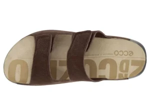 Ecco Men's 2nd Cozmo Mocha Brown Leather Double Strap Slide Sandal | Men's Slipper | Men's Slide