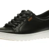 Ecco Men's Soft 7 Black Leather Lace-Up Sneaker | Men's Walking