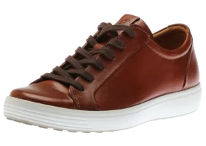 Ecco Men's Soft 7 Cognac Brown Leather Lace-Up Sneaker | Men's Casual