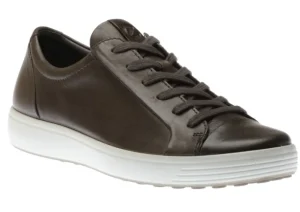 Ecco Men's Soft 7 Titanium Grey Leather Lace-Up Sneaker | Men's Casual