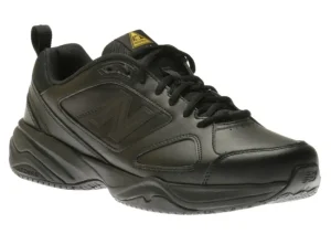 New Balance MID626K2 Slip-Resistant Black Leather Sneaker | Men's Walking