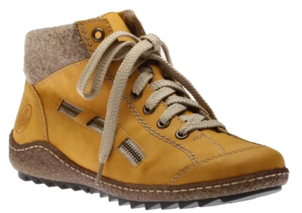 Rieker Morelia Yellow Fleece Lined Lace-Up Ankle Sneaker | Women Women's Boot