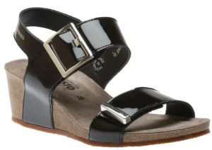 Mephisto Morgana Black Patent Wedge Sandal | Women Women's Sandal