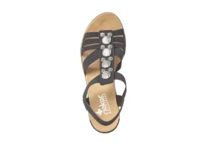 Rieker Morokko Black Medallion Wedge Sandal | Women Women's Sandal