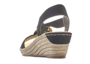 Rieker Morokko Black Silver Disc Wedge Sandal | Women Women's Sandal