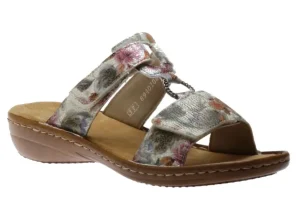 Rieker Mosaik White Multicolour Floral Slide Sandal | Women Women's Slide | Women's Sandal