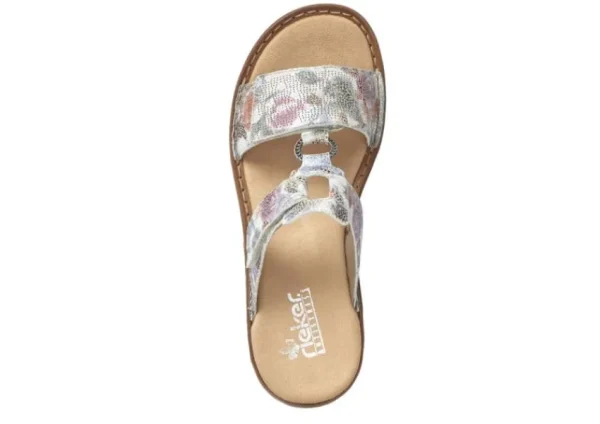 Rieker Mosaik White Multicolour Floral Slide Sandal | Women Women's Slide | Women's Sandal