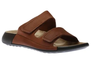 Ecco 2nd Cosmo Tuscany Brown Leather Double Strap Slide Sandal | Women Women's Slide | Women's Sandal