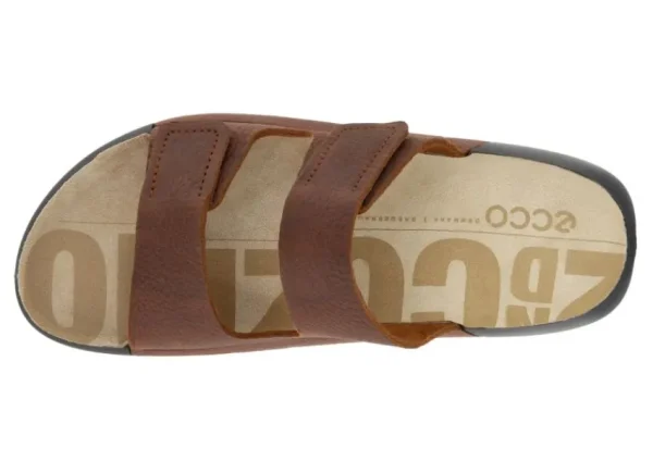 Ecco 2nd Cosmo Tuscany Brown Leather Double Strap Slide Sandal | Women Women's Slide | Women's Sandal