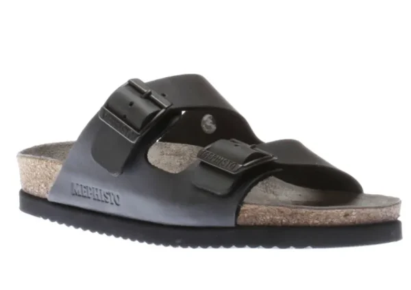 Mephisto Nerio Black Scratch Leather Slide Sandal | Men's Slide | Men's Sandal