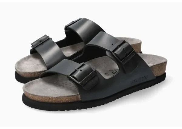 Mephisto Nerio Black Scratch Leather Slide Sandal | Men's Slide | Men's Sandal