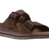 Mephisto Nerio Scratch Brown Leather Slide Sandal | Men's Slide