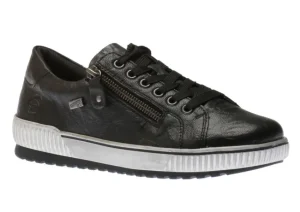 Remonte Ottawa Black Leather Zipper Lace-Up Sneaker | Women Women's Walking | Women's Casual