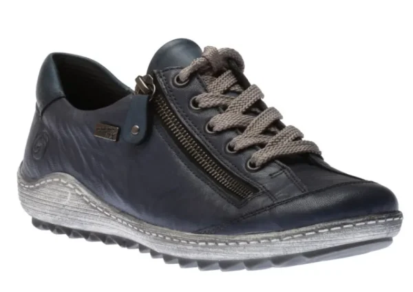 Remonte Ottawa Blue Leather Lace-Up Sneaker | Women Women's Walking | Women's Casual