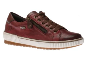 Remonte Ottawa Burgundy Leather Zipper Lace-Up Sneaker | Women Women's Walking | Women's Casual