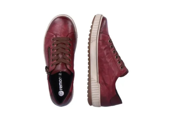 Remonte Ottawa Burgundy Leather Zipper Lace-Up Sneaker | Women Women's Walking | Women's Casual