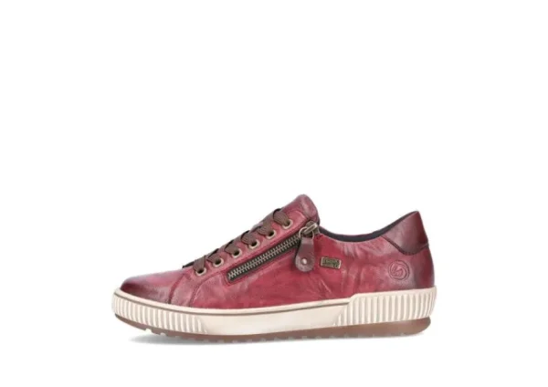 Remonte Ottawa Burgundy Leather Zipper Lace-Up Sneaker | Women Women's Walking | Women's Casual