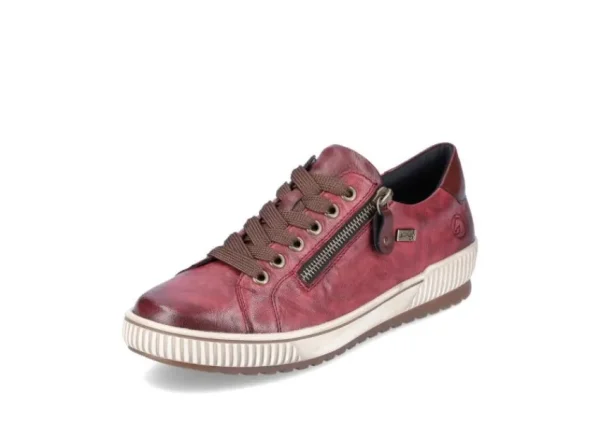 Remonte Ottawa Burgundy Leather Zipper Lace-Up Sneaker | Women Women's Walking | Women's Casual