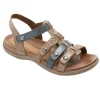 Cobb Hill Rubey Khaki / Navy T-Strap Sandal | Women Women's Sandal