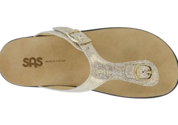 SAS Shoes Sanibel Shiny Gold Thong Sandal | Women Women's Toe Thong | Women's Sandal