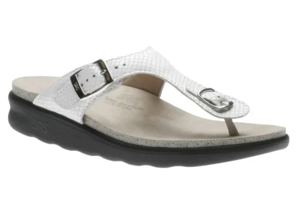 SAS Shoes Sanibel White Snake Thong Sandal | Women Women's Toe Thong