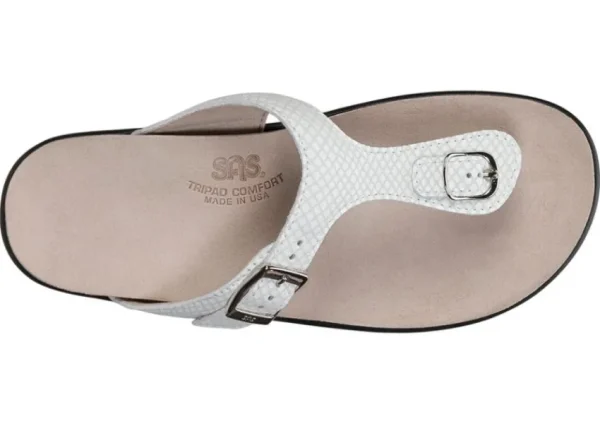 SAS Shoes Sanibel White Snake Thong Sandal | Women Women's Toe Thong