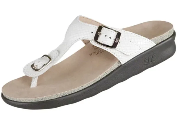 SAS Shoes Sanibel White Snake Thong Sandal | Women Women's Toe Thong