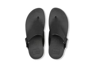 Fit Flop Sarna Black Leather Thong Sandal | Women Women's Toe Thong