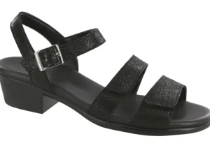 SAS Shoes Savannah Black Leather Heel Strap Sandal | Women Women's Sandal