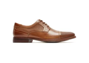 Rockport Saxxen Cognac Brown Leather Wingtip Oxford Dress Shoe | Men's Dress