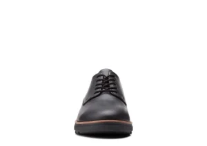 Clarks Sharon Noel Black Leather Lace-Up Wedge Oxford | Women Women's Casual