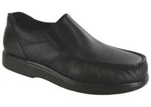 SAS Shoes Side Gore Black Smooth Leather Slip-On Loafer | Men's Casual