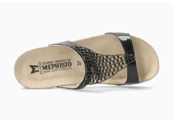 Mephisto Sofie Grey Patent Bedazzled Wedge Slide Sandal | Women Women's Slide | Women's Sandal