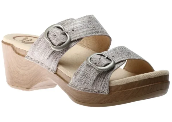 Dansko Sophie Ivory Metallic Leather Slide Sandal | Women Women's Sandal