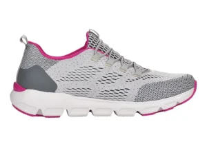 R EVOLUTION Sportec12 Grey Pink Perforated Slip-On Bungee Sneaker | Women Women's Walking | Women's Running