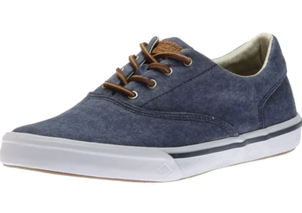 Sperry Striper II CVO Salt Washed Navy Canvas Lace-Up Sneaker | Men's Casual