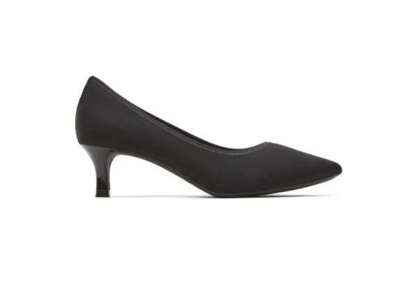 Rockport Total Motion Kaiya Black Elastic Kitten Heel Pointed Toe Dress Pump | Women Women's Dress