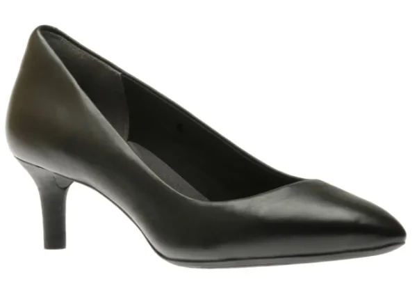 Rockport Total Motion Kalila Black Leather Kitten Heel Pointy Toe Dress Pump | Women Women's Dress