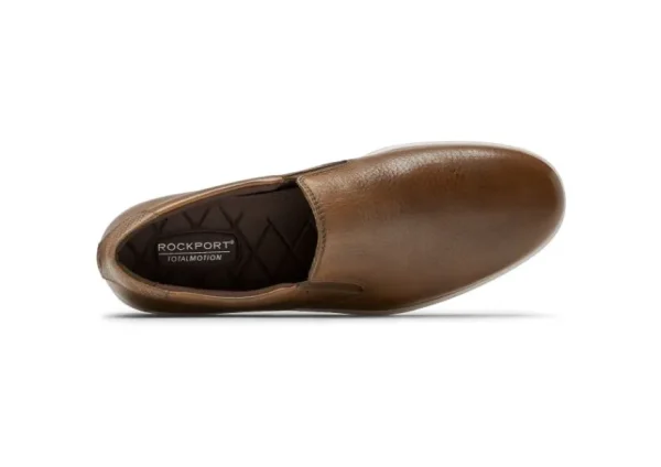 Rockport Total Motion Lite Cognac Brown Leather Slip-On Sneaker | Men's Walking | Men's Dress Casual