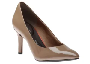 Rockport Total Motion 75mm Warm Taupe Patent Pointed Toe Heel | Women Women's Dress