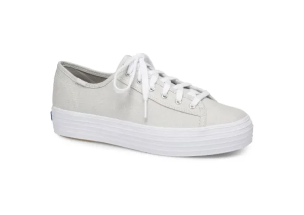 Keds Triple Kick Silver Lace-Up Platform Tennis Sneaker | Women Women's Casual