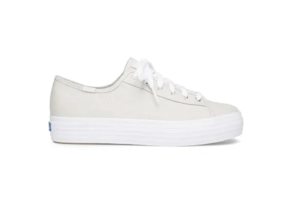 Keds Triple Kick Silver Lace-Up Platform Tennis Sneaker | Women Women's Casual