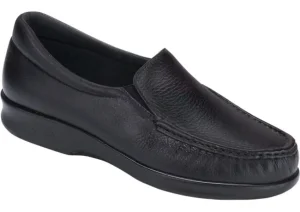 SAS Shoes Twin Black Leather Slip-On Loafer | Women Women's Casual