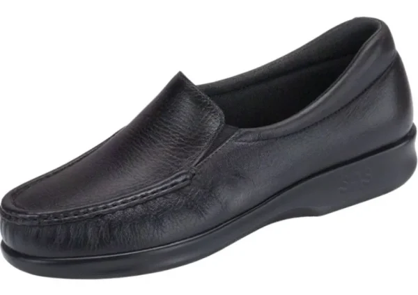 SAS Shoes Twin Black Leather Slip-On Loafer | Women Women's Casual