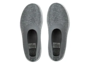 Fit Flop Uberknit Ballerina Crystal Charcoal / Dusty Grey Slip-On Flat | Women Women's Casual