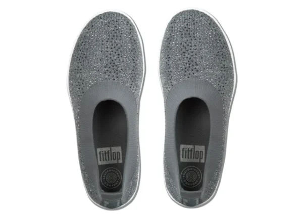 Fit Flop Uberknit Ballerina Crystal Charcoal / Dusty Grey Slip-On Flat | Women Women's Casual